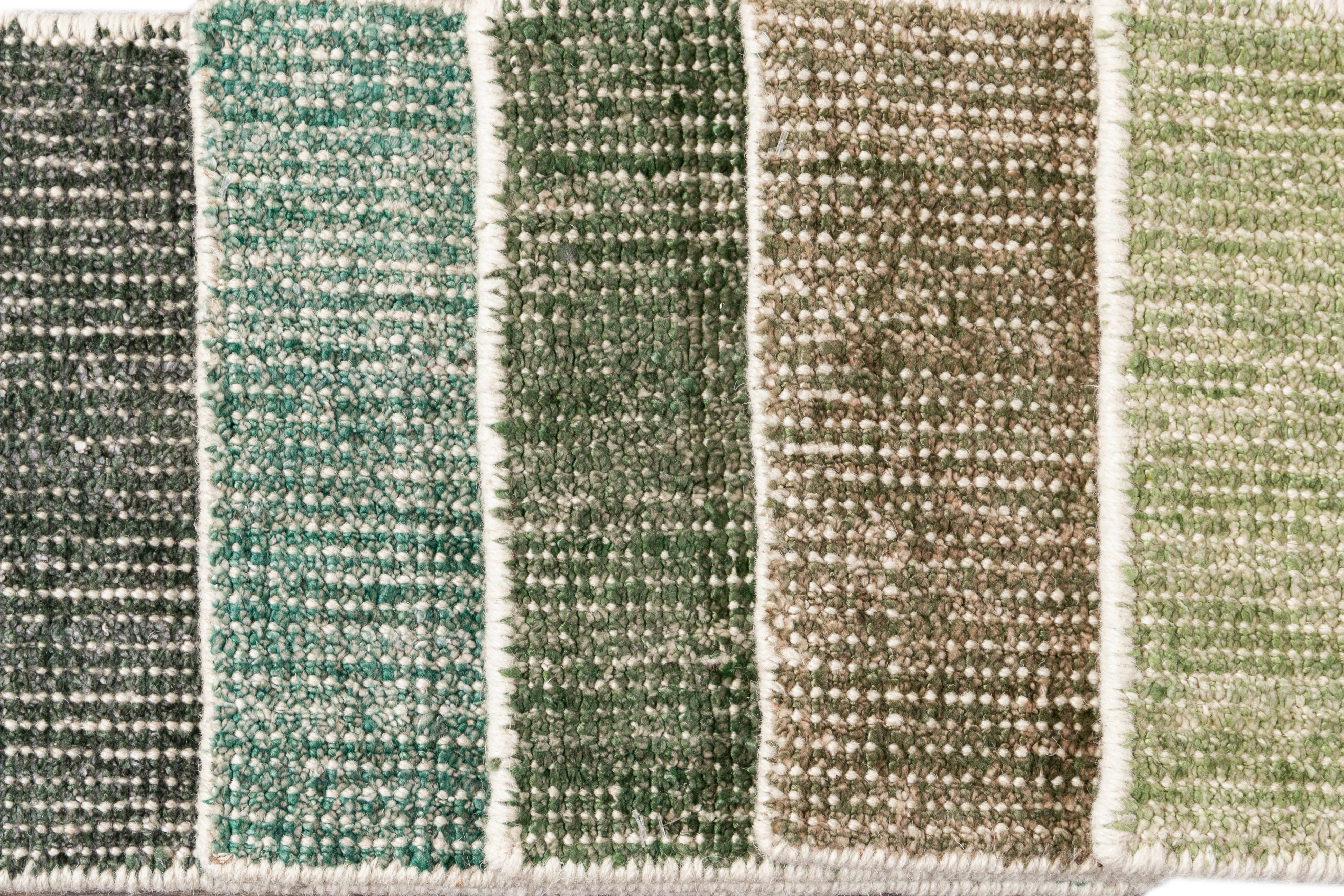 Indian Wool and Silk Boho Custom Rug For Sale