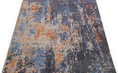Wool & Silk Handmade Rosewood Rug with Abstract Motif in Gray