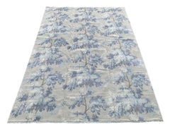 Wool & Silk High-Low Blue Trees