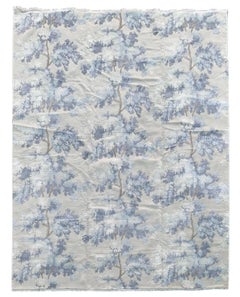 Arbres bleus en laine et soie à taille haute