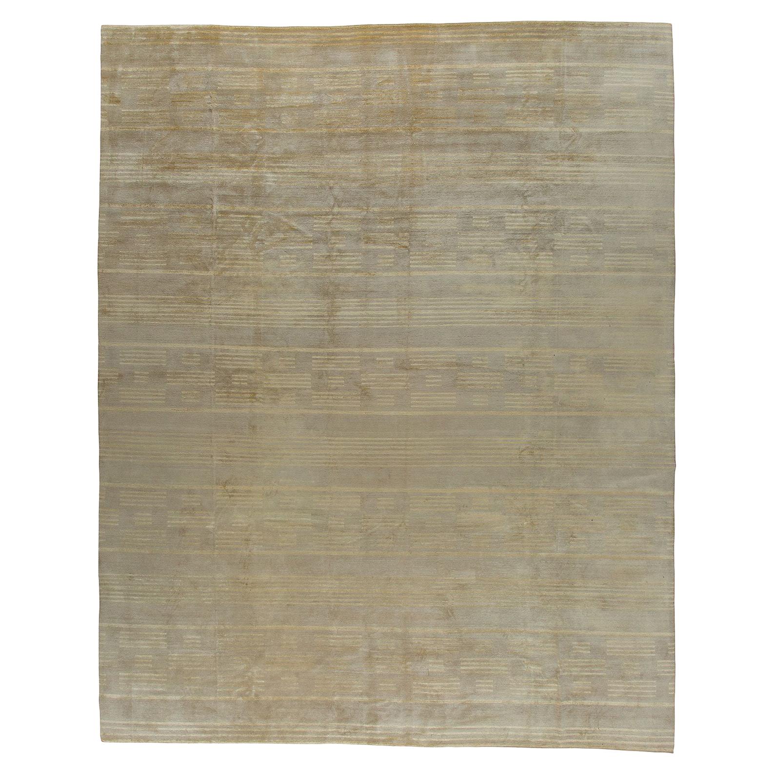 Wool Silk Modern Tibetan Rug For Sale