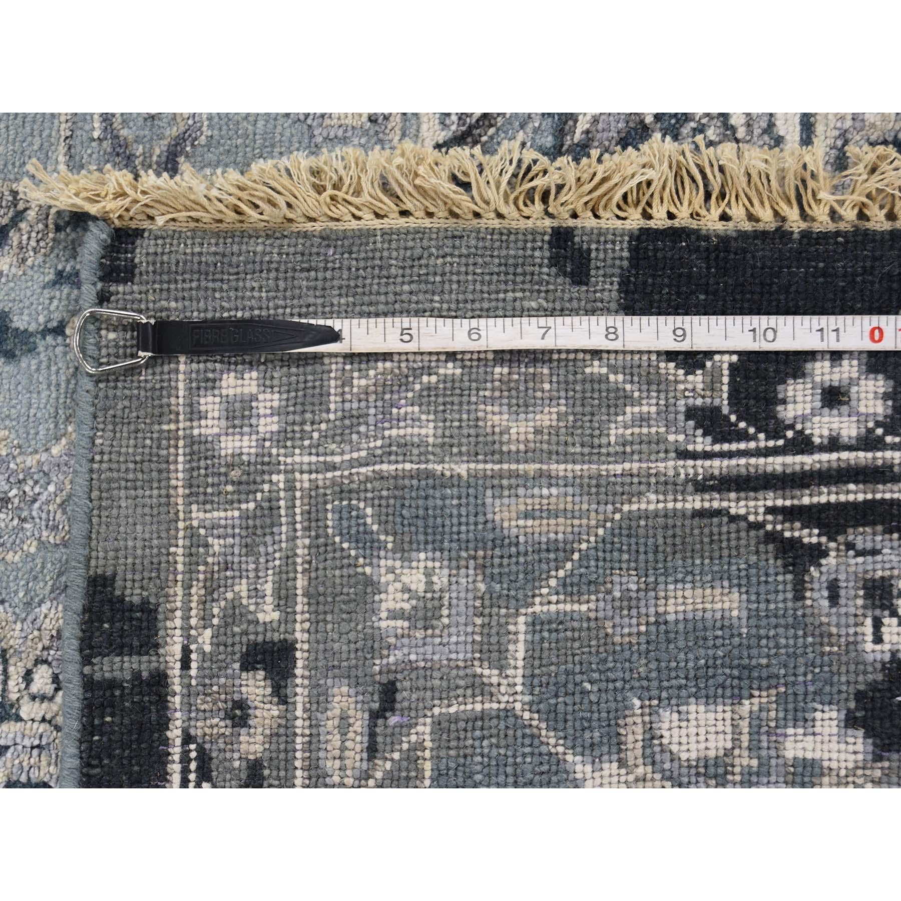Wool and Silk Persian Tabriz Broken Design Hand Knotted Oriental Rug 6