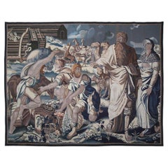 8x10 Wool & Silk Tapestry Noah's Ark Vintage Handwoven Aubusson Tapestry