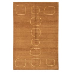 Wool / Silk Tibetan Rug in Saddle Brown