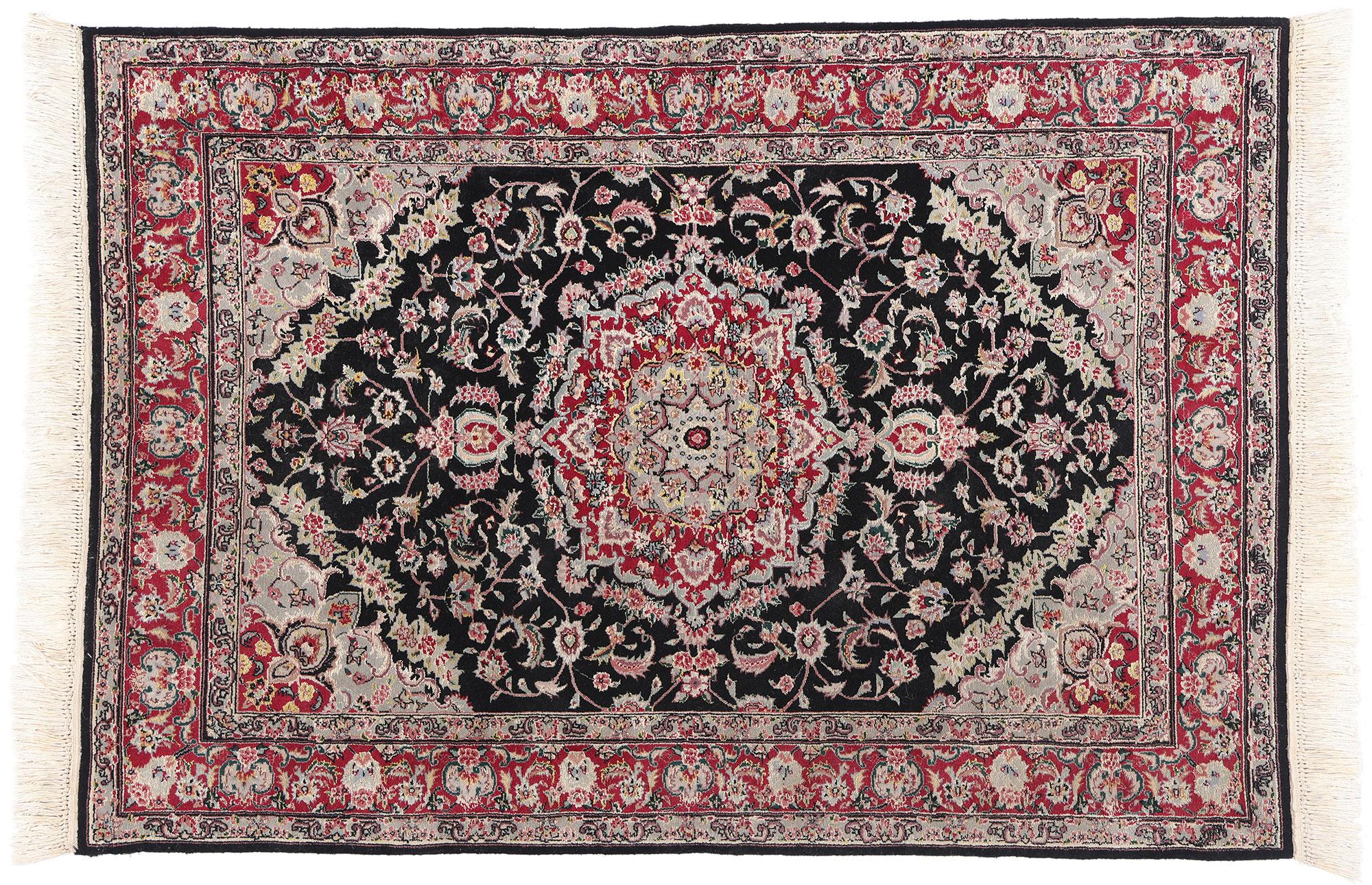 Wolle & Seide Vintage Chinese Tabriz Teppich mit traditionellen Stil im Angebot 4
