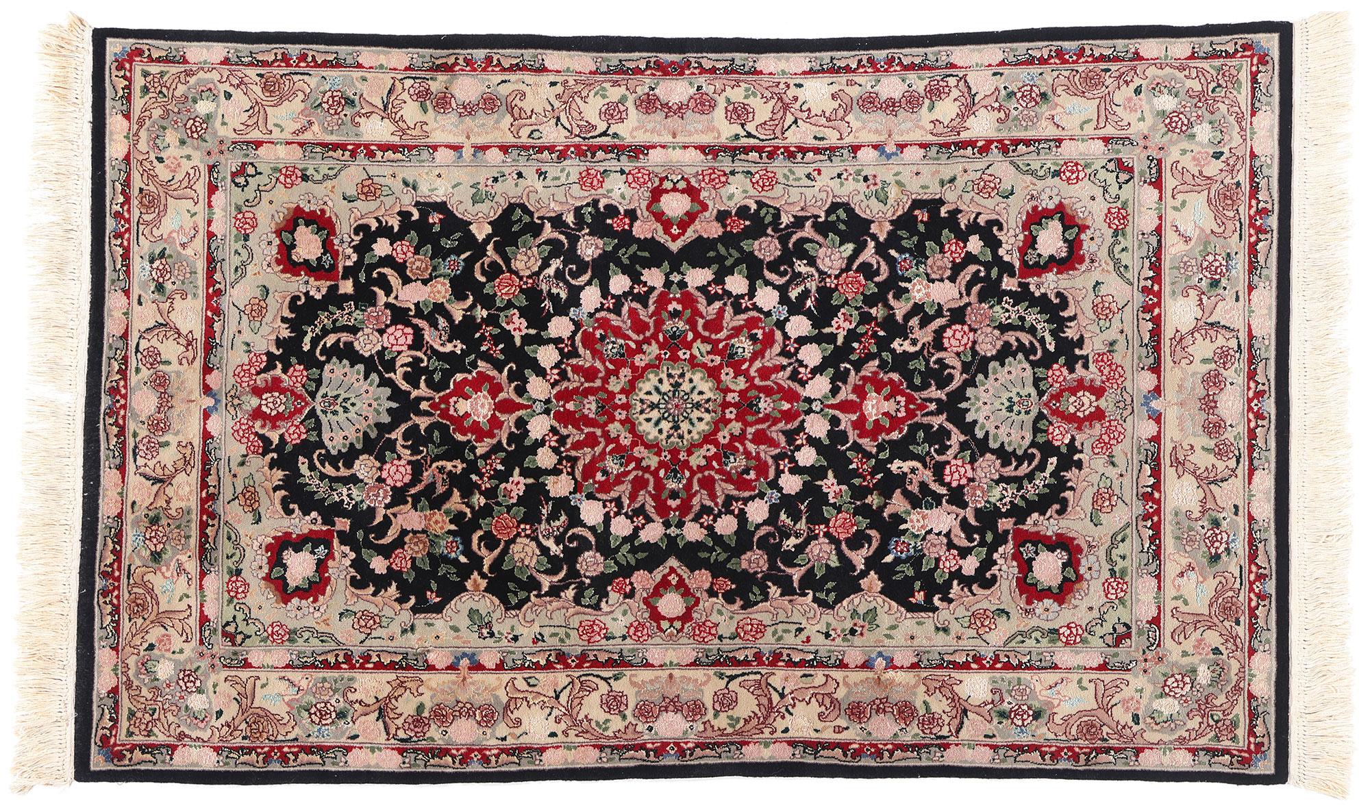 Wolle & Seide Vintage Chinese Tabriz Teppich mit traditionellen Stil im Angebot 4
