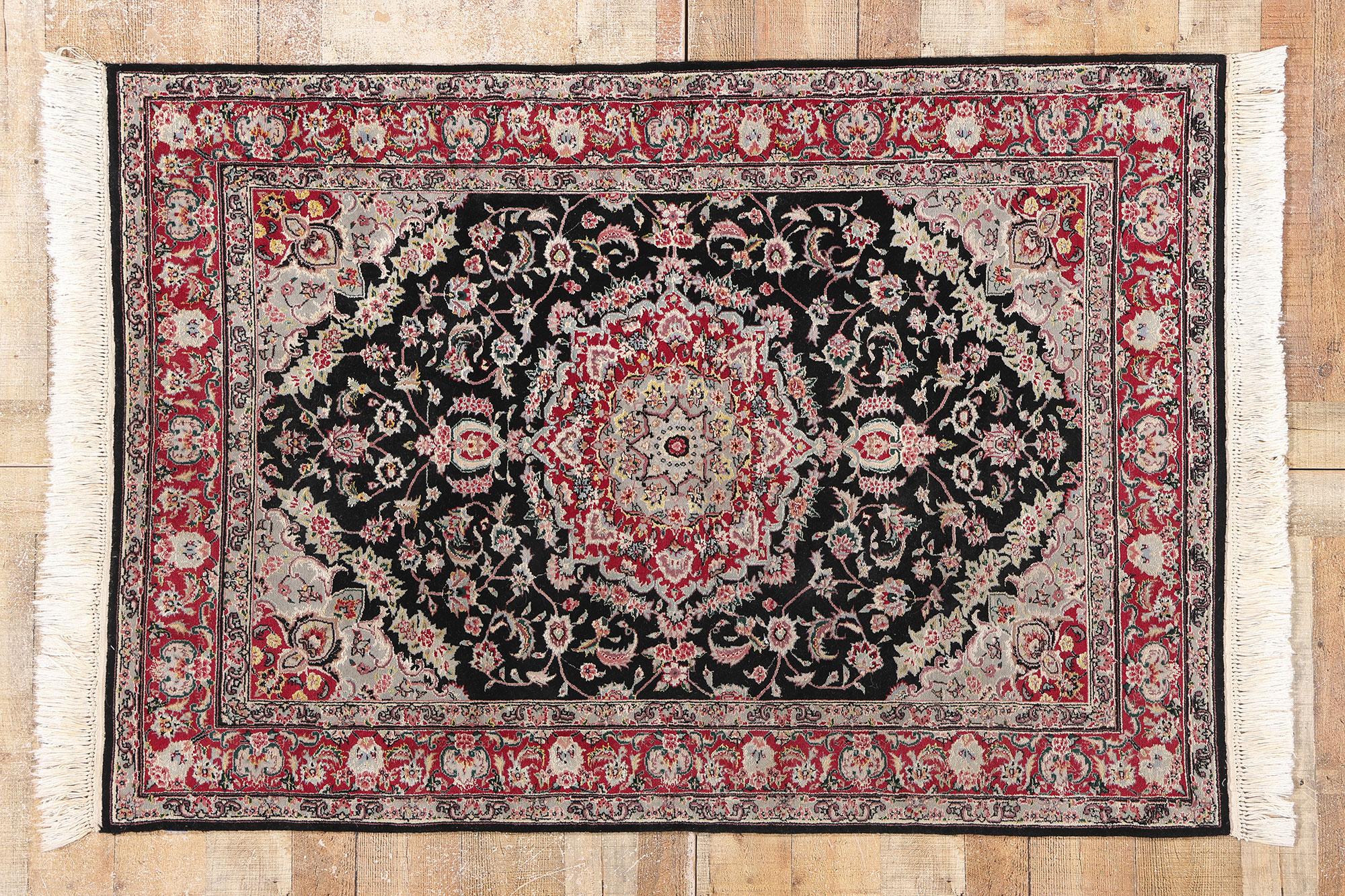 Wolle & Seide Vintage Chinese Tabriz Teppich mit traditionellen Stil im Angebot 3
