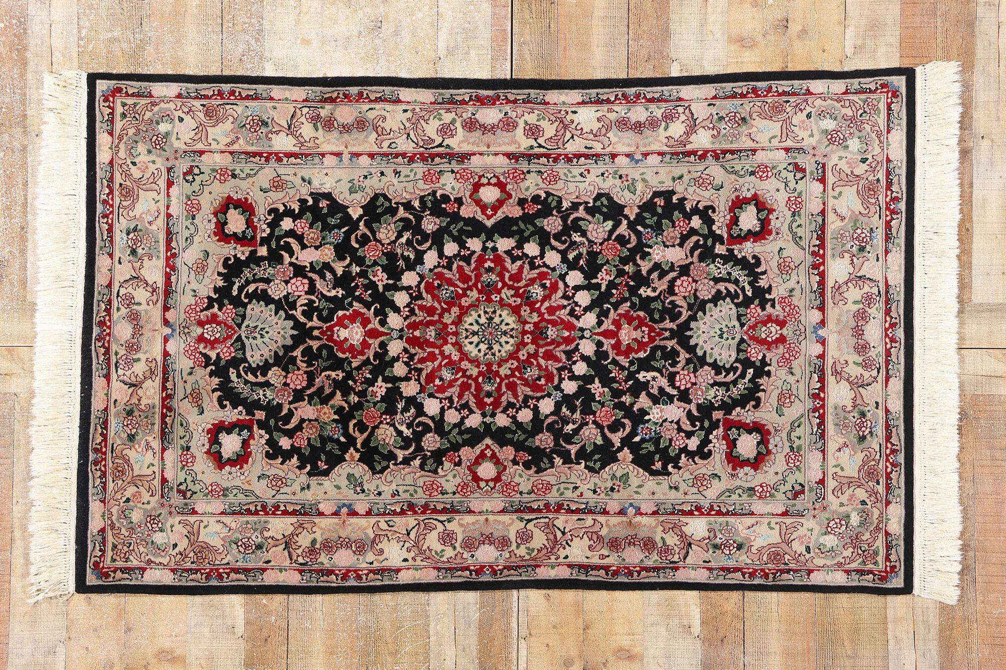Wolle & Seide Vintage Chinese Tabriz Teppich mit traditionellen Stil im Angebot 3