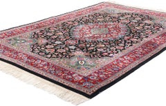 Wool & Silk Vintage Chinese Tabriz Rug, English Chintz Meets Maximalist Opulence