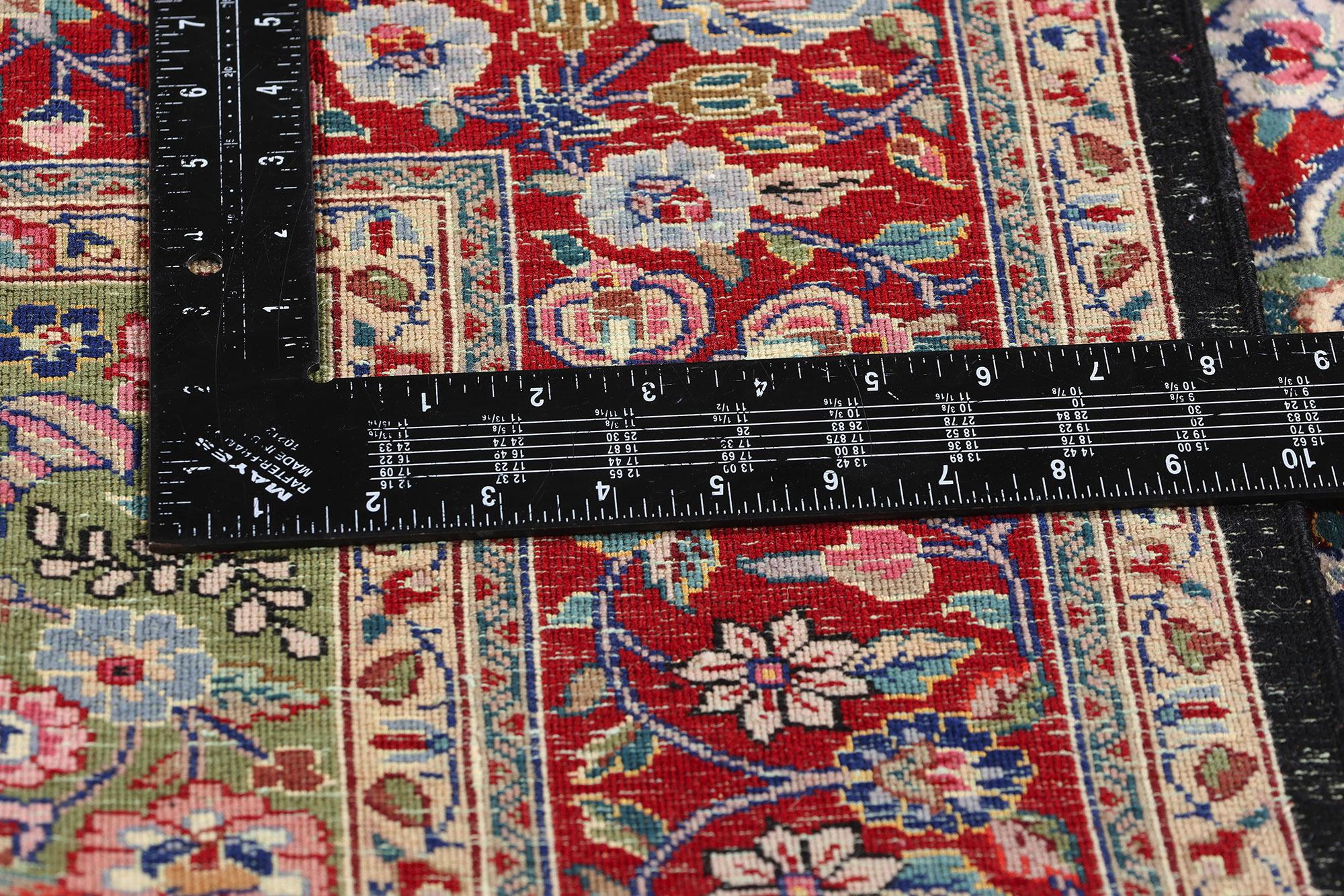 Wool & Silk Vintage Chinese Tabriz Rug, English Chintz Meets Maximalist Opulence For Sale 3