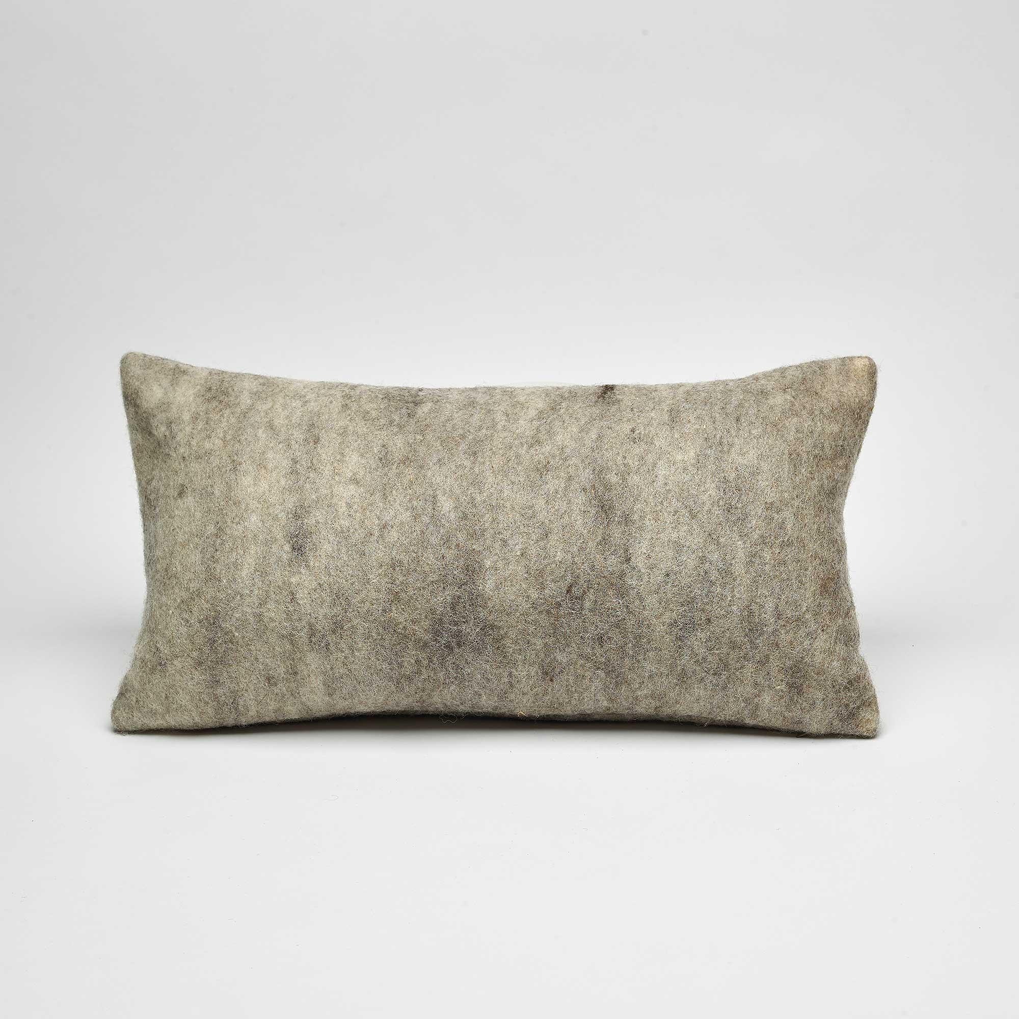 Organic Modern Wool Wensleydale Pillow Grey, Small - Heritage Sheep Collection For Sale