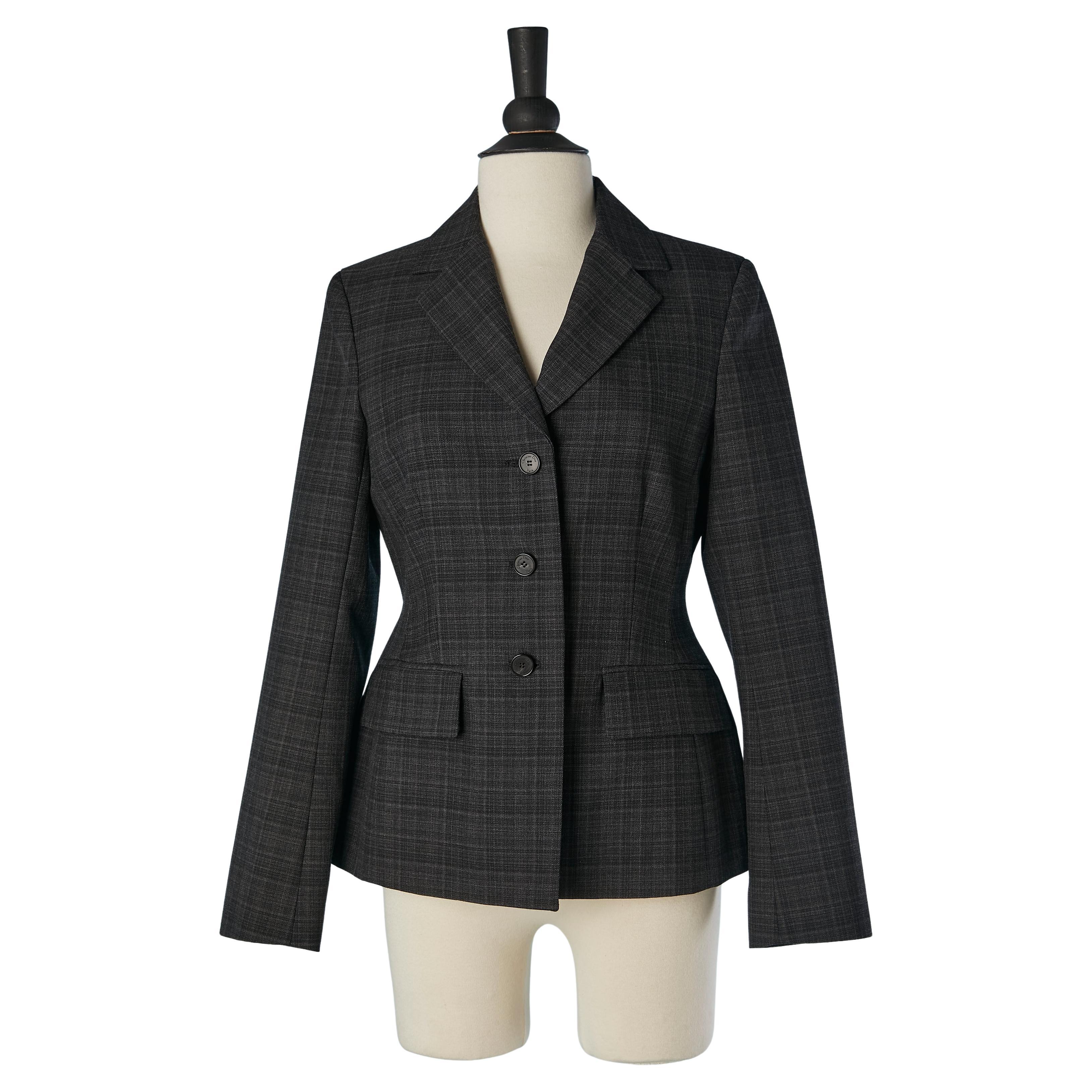 Wool single-breasted BAR jacket with check pattern CHRISTIAN DIOR