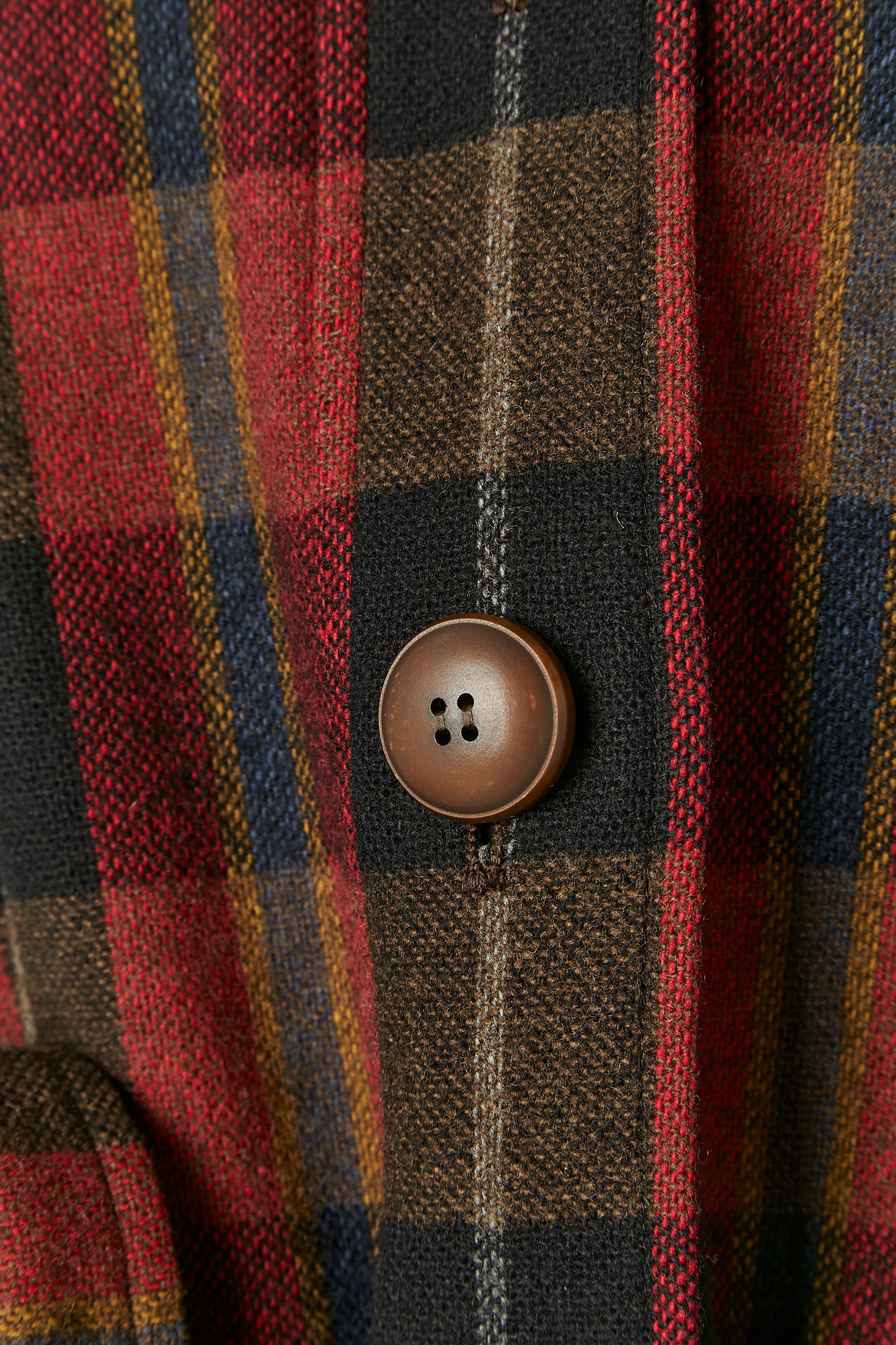 Nero Cappotto monopetto in lana con motivo Tartan Saint Laurent Rive Gauche in vendita