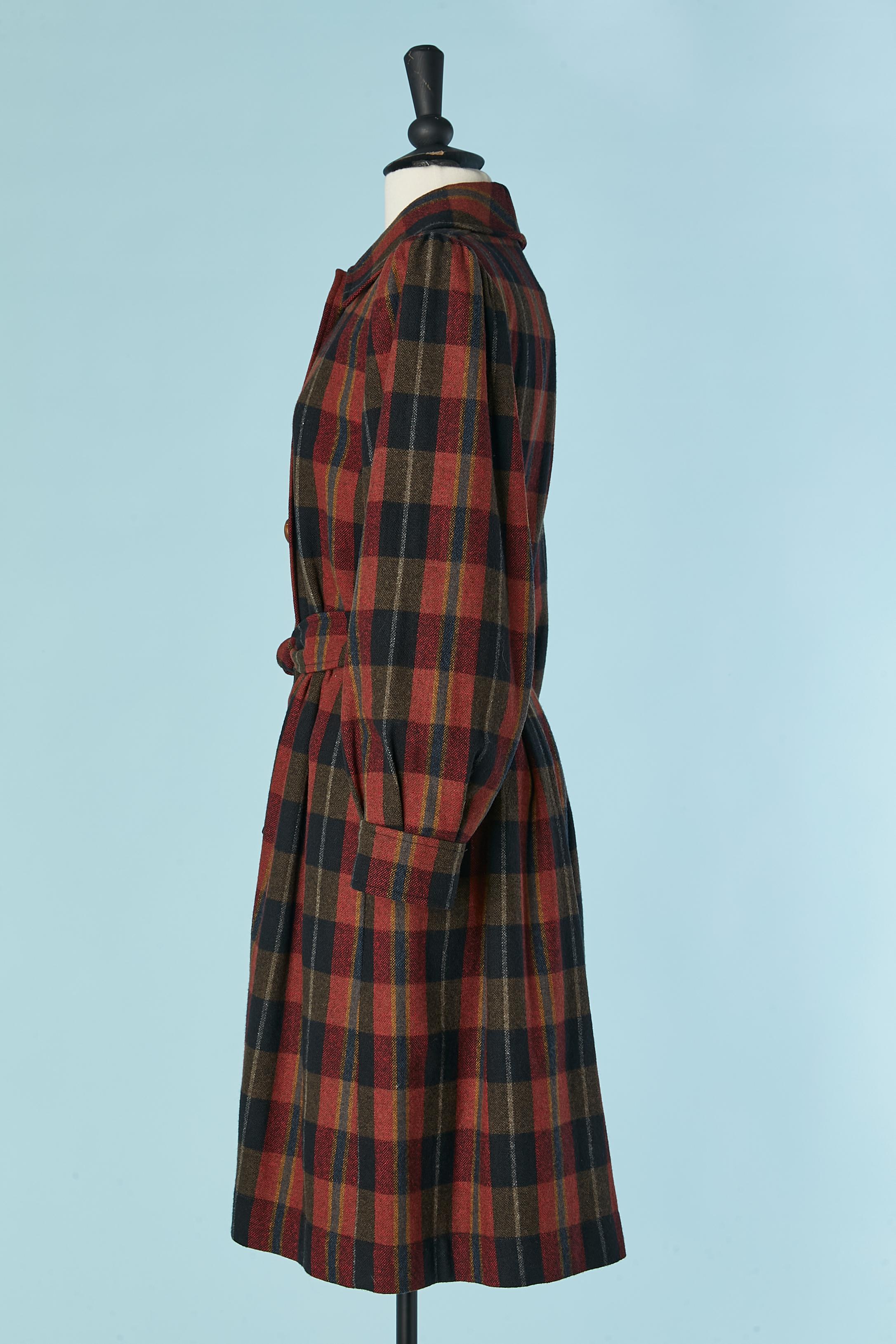 Cappotto monopetto in lana con motivo Tartan Saint Laurent Rive Gauche in vendita 1