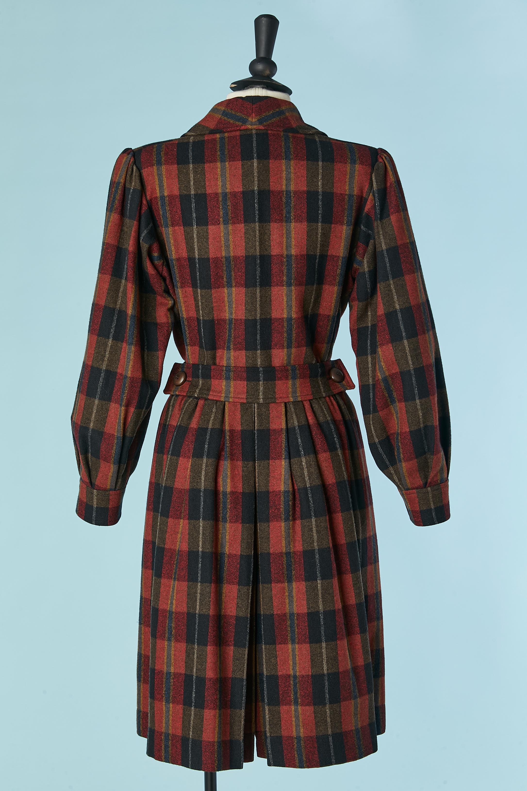 Cappotto monopetto in lana con motivo Tartan Saint Laurent Rive Gauche in vendita 2