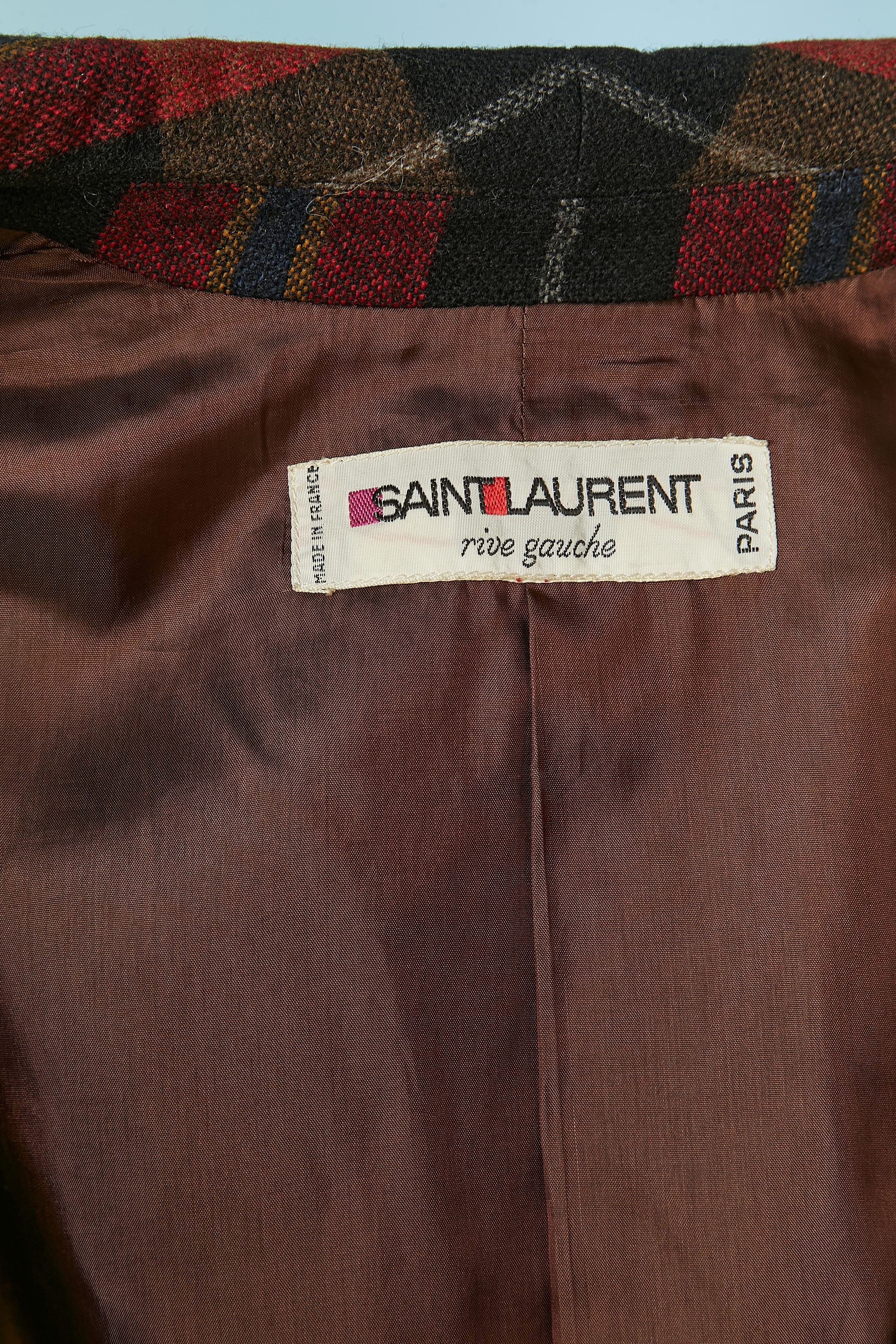 Cappotto monopetto in lana con motivo Tartan Saint Laurent Rive Gauche in vendita 4