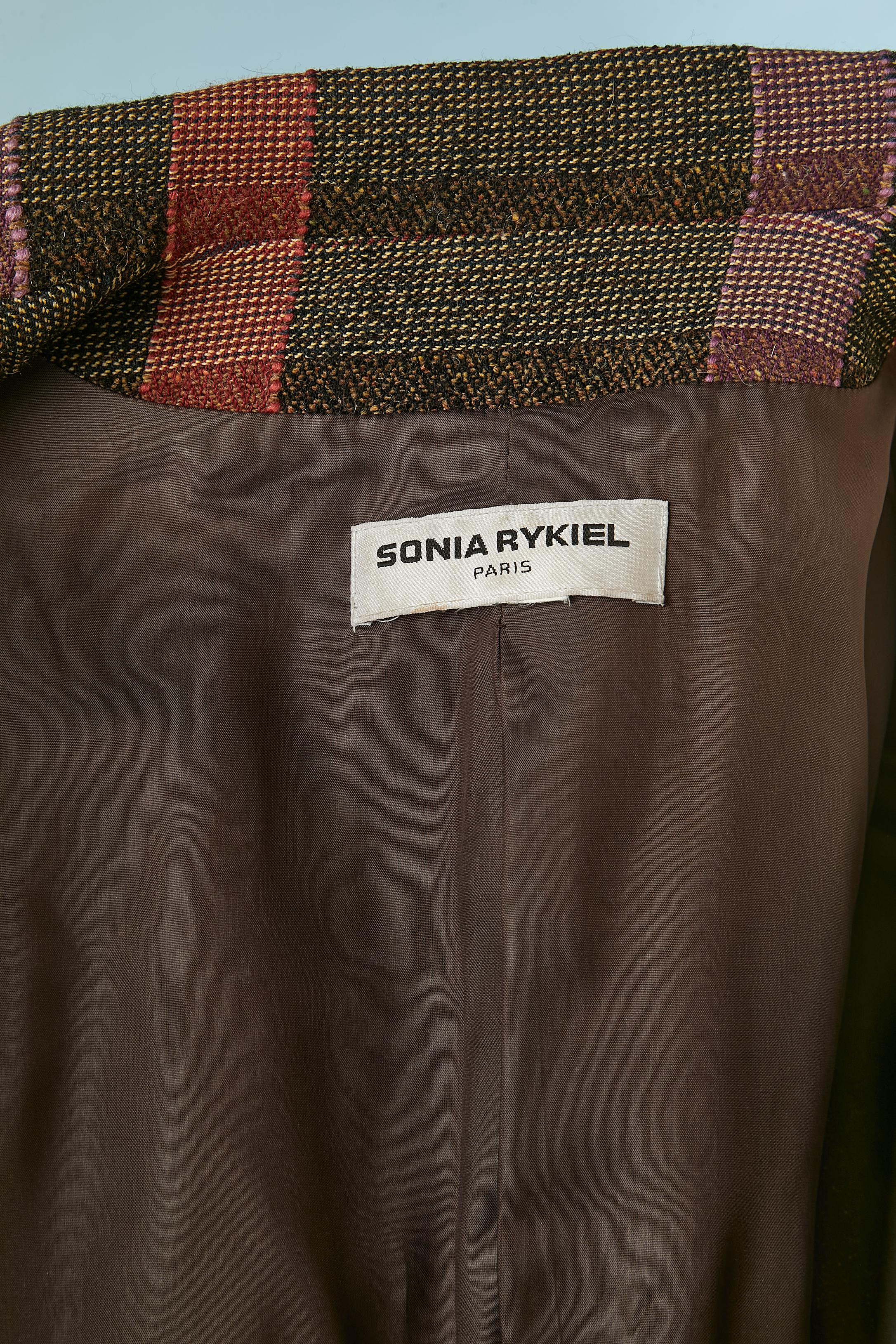 Veste croisée en laine à carreaux Sonia Rykiel  en vente 3