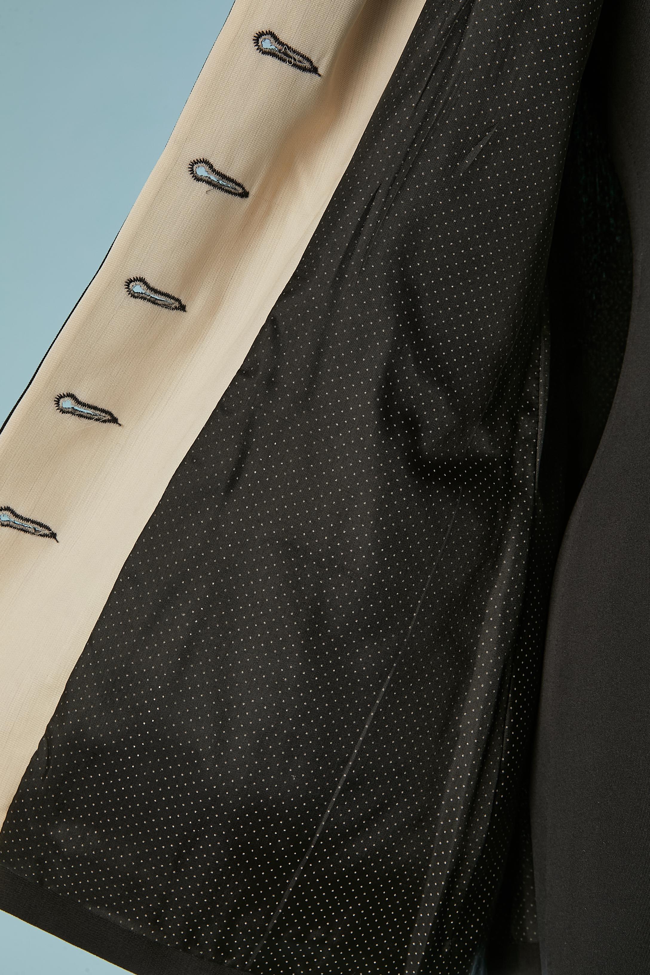 Chaqueta de lana de un solo pecho con detalles en blanco roto SUITE by CHANTAL THOMASS en venta 2