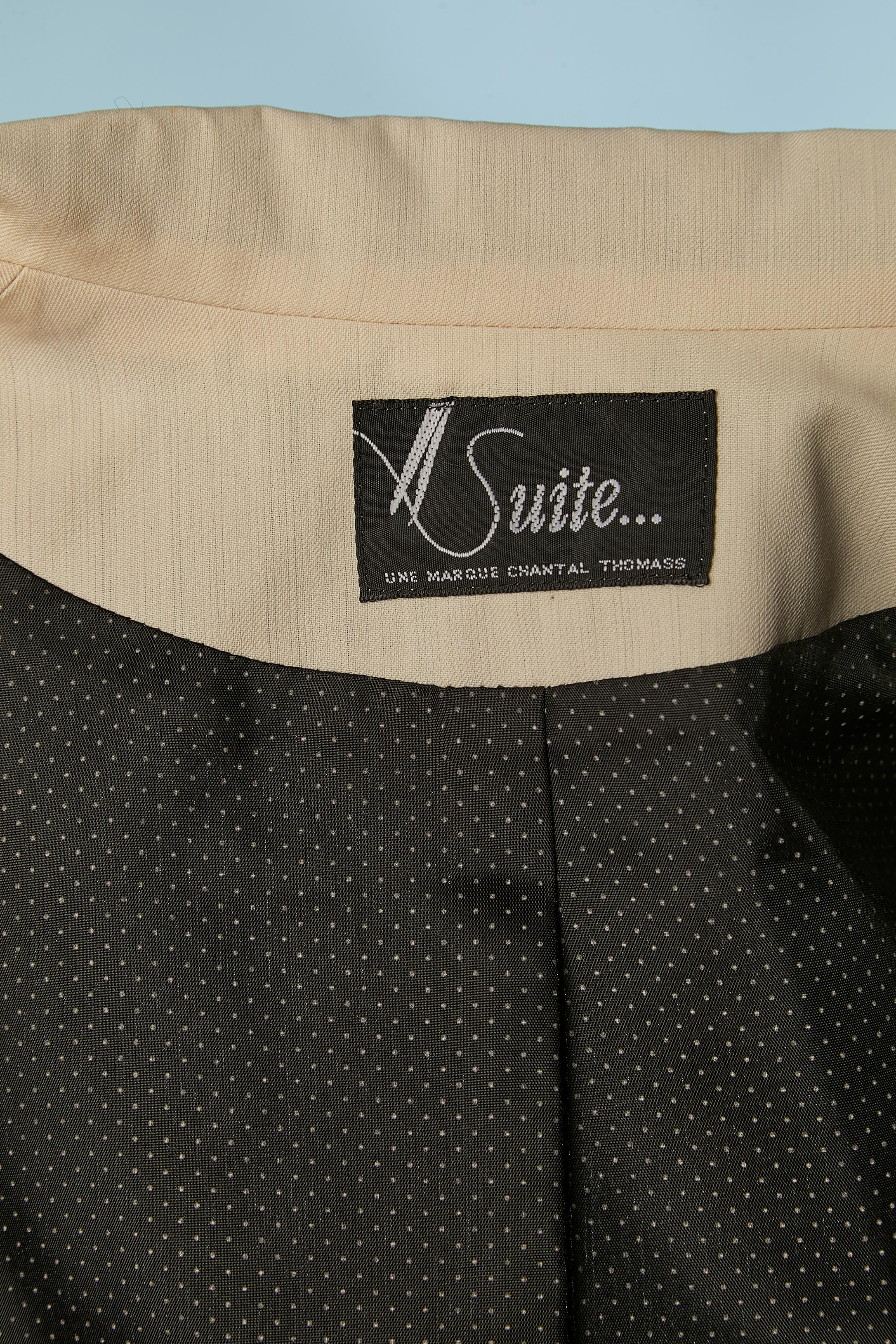 Chaqueta de lana de un solo pecho con detalles en blanco roto SUITE by CHANTAL THOMASS en venta 3