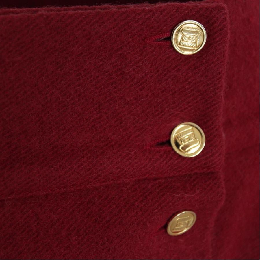 Wool Golden buttons Cherry colour With frings Total length cm 62 (24.4 inches) French size 36 italian 40
