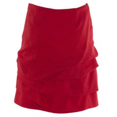 Ungaro Contemporary Red Wool A-Line Skirt with Silk Lining, Size 40