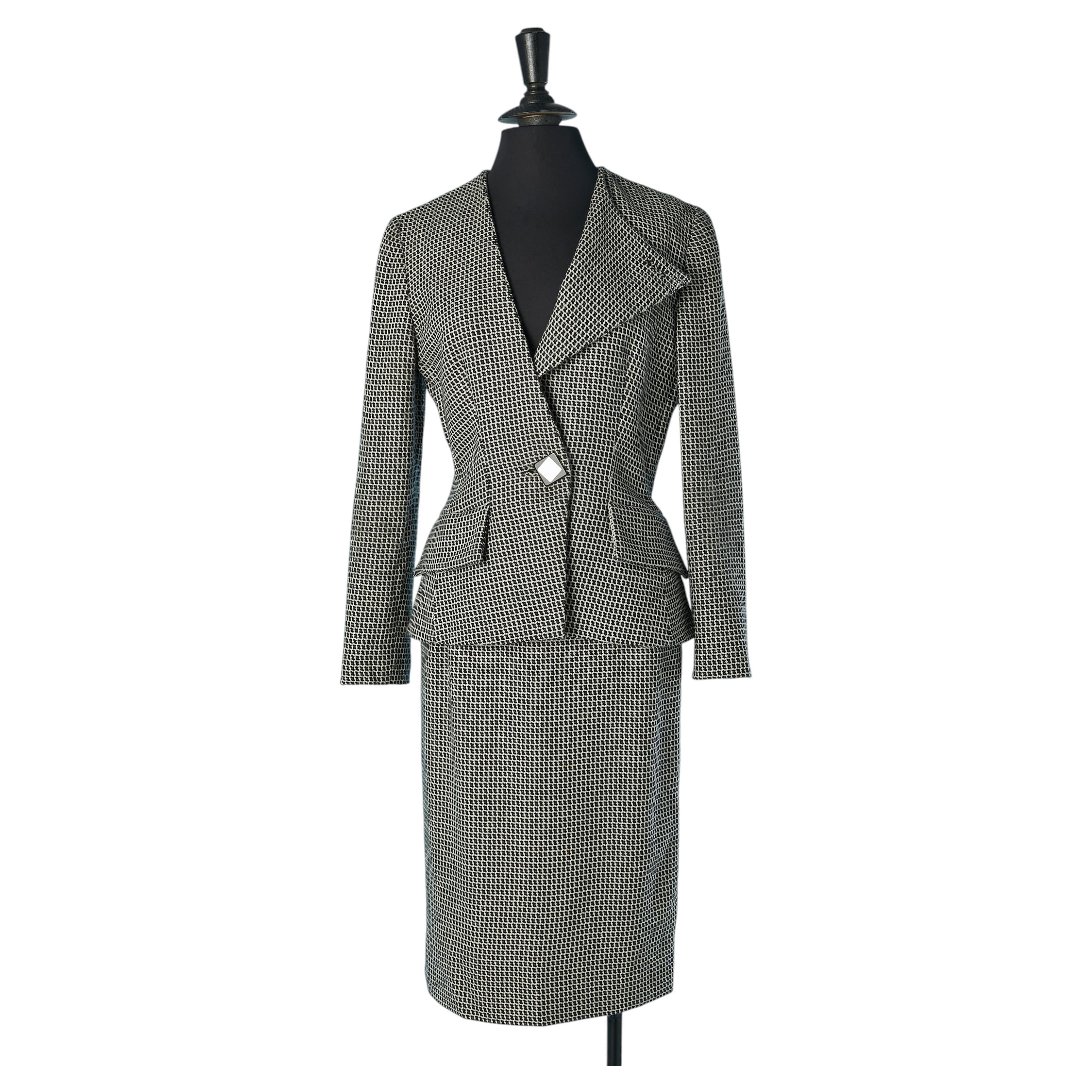 Wool skirt-suit with black and white check pattern GAI MATTIOLO