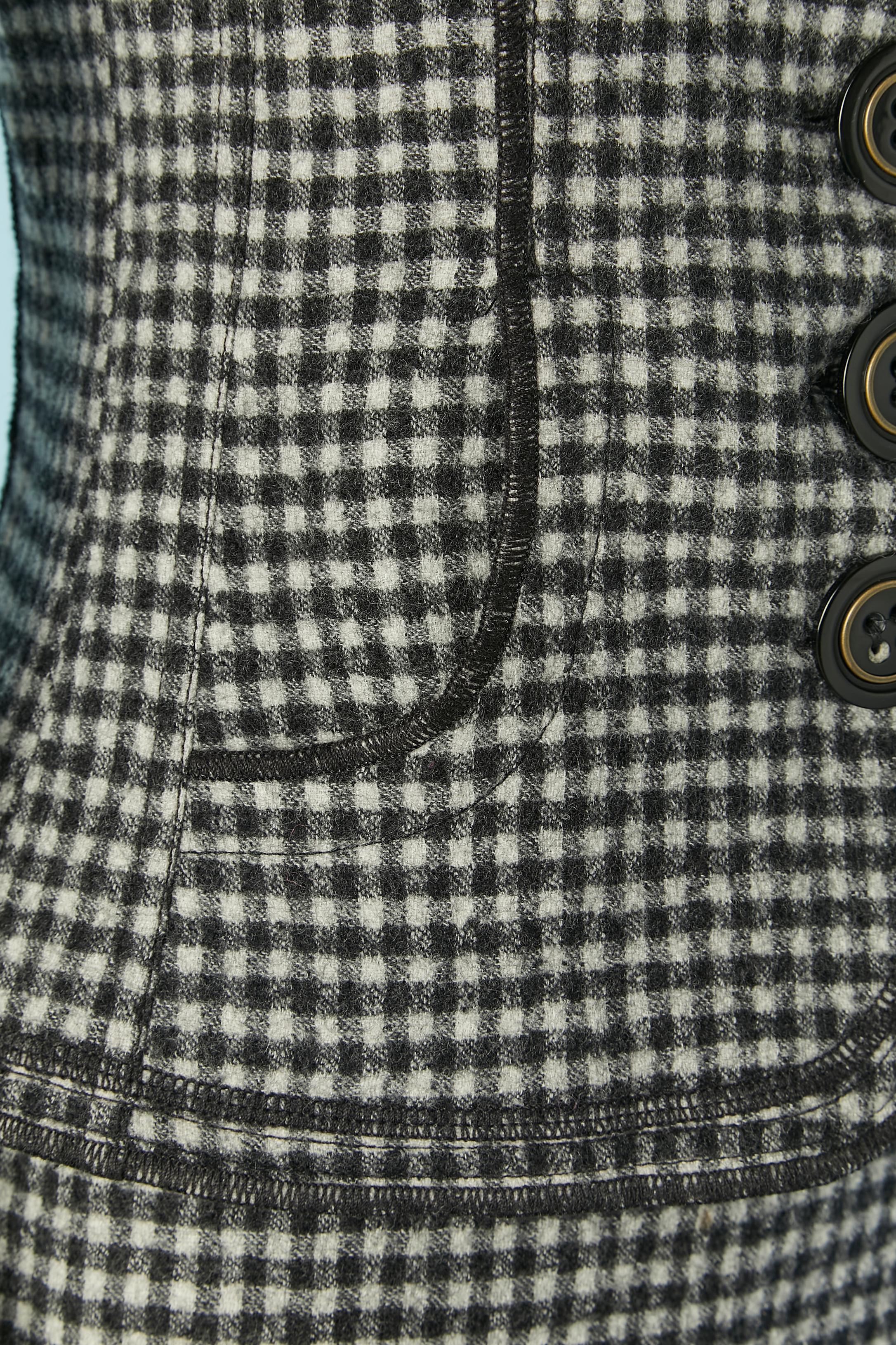 Gonna-tuta in lana con motivo mini check bianco e nero D&G by Dolce & Gabbana In condizioni ottime in vendita a Saint-Ouen-Sur-Seine, FR