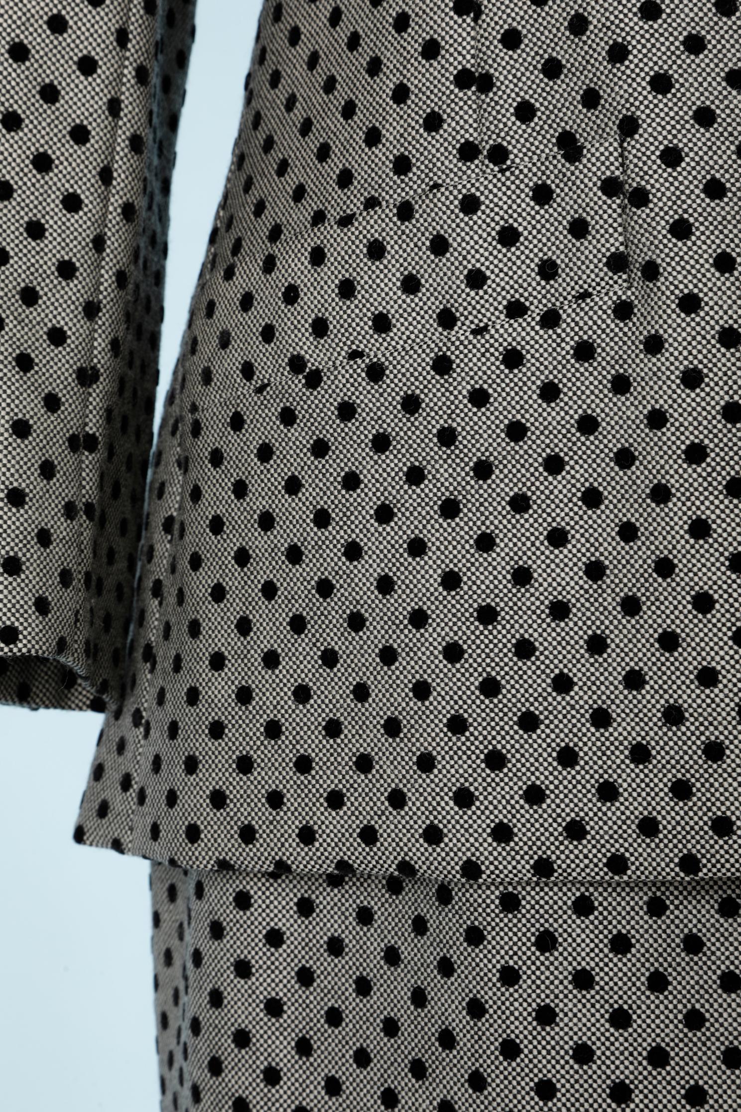 Black Wool skirt-suit with black velvet polka dots Jean-Louis Scherrer Couture numberd