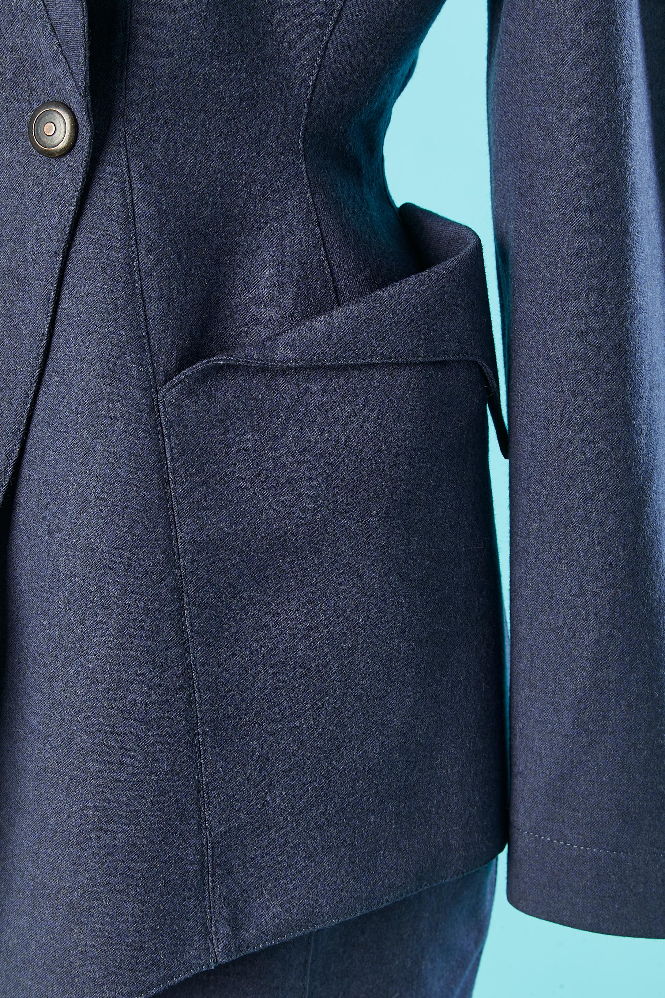 Wool skirt suit with double-breasted jacket and notched collar Thierry Mugler In Excellent Condition For Sale In Saint-Ouen-Sur-Seine, FR