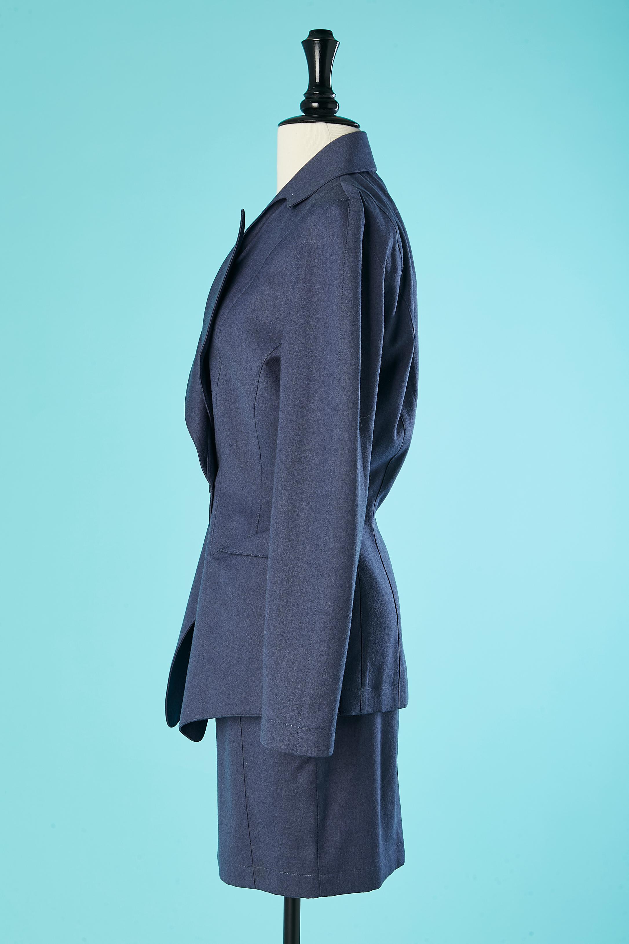Women's Wool skirt suit with double-breasted jacket and notched collar Thierry Mugler  For Sale