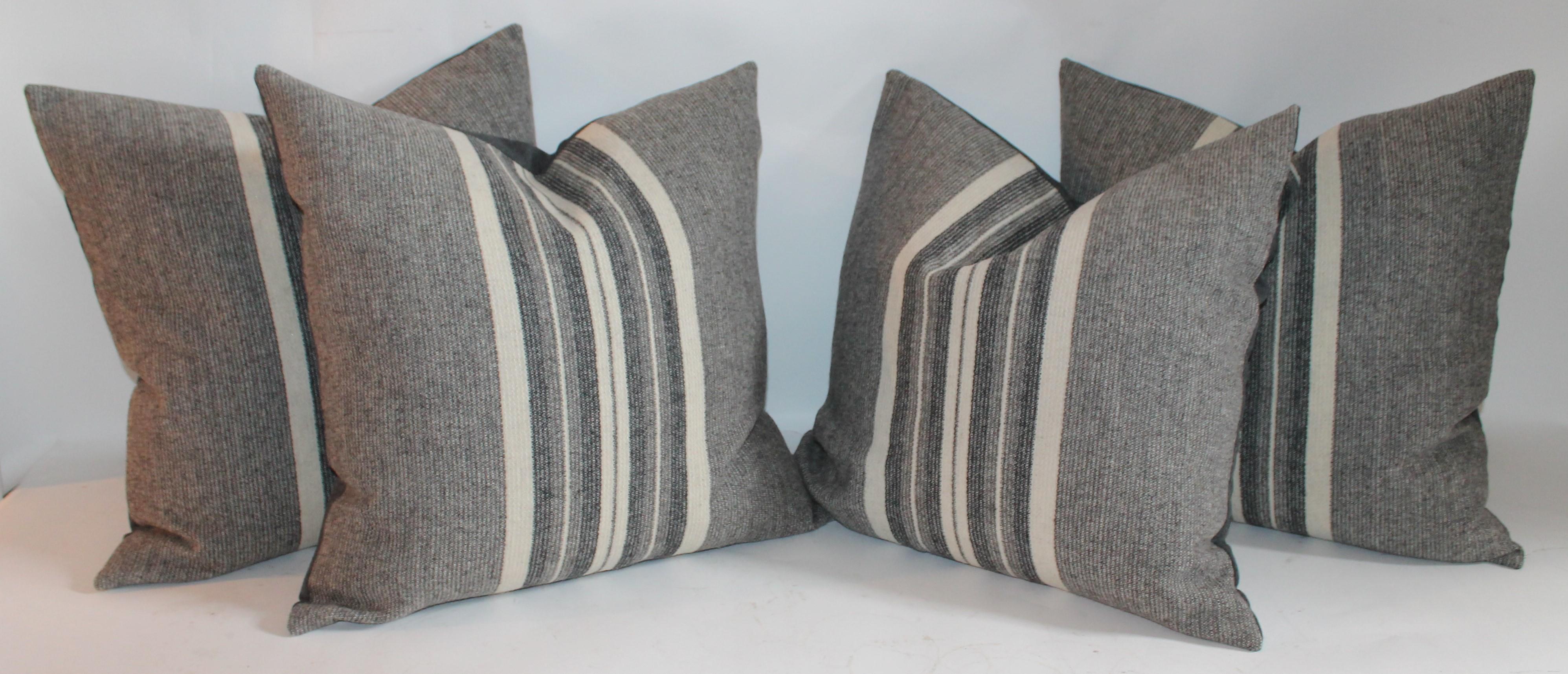 Wool Stripe Blanket Pillows Collection, Four 2
