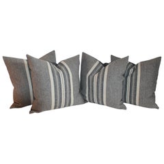 Wool Stripe Blanket Pillows Collection, Four