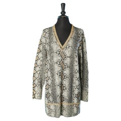 Wool sweater with snake print allover Roberto Cavalli 