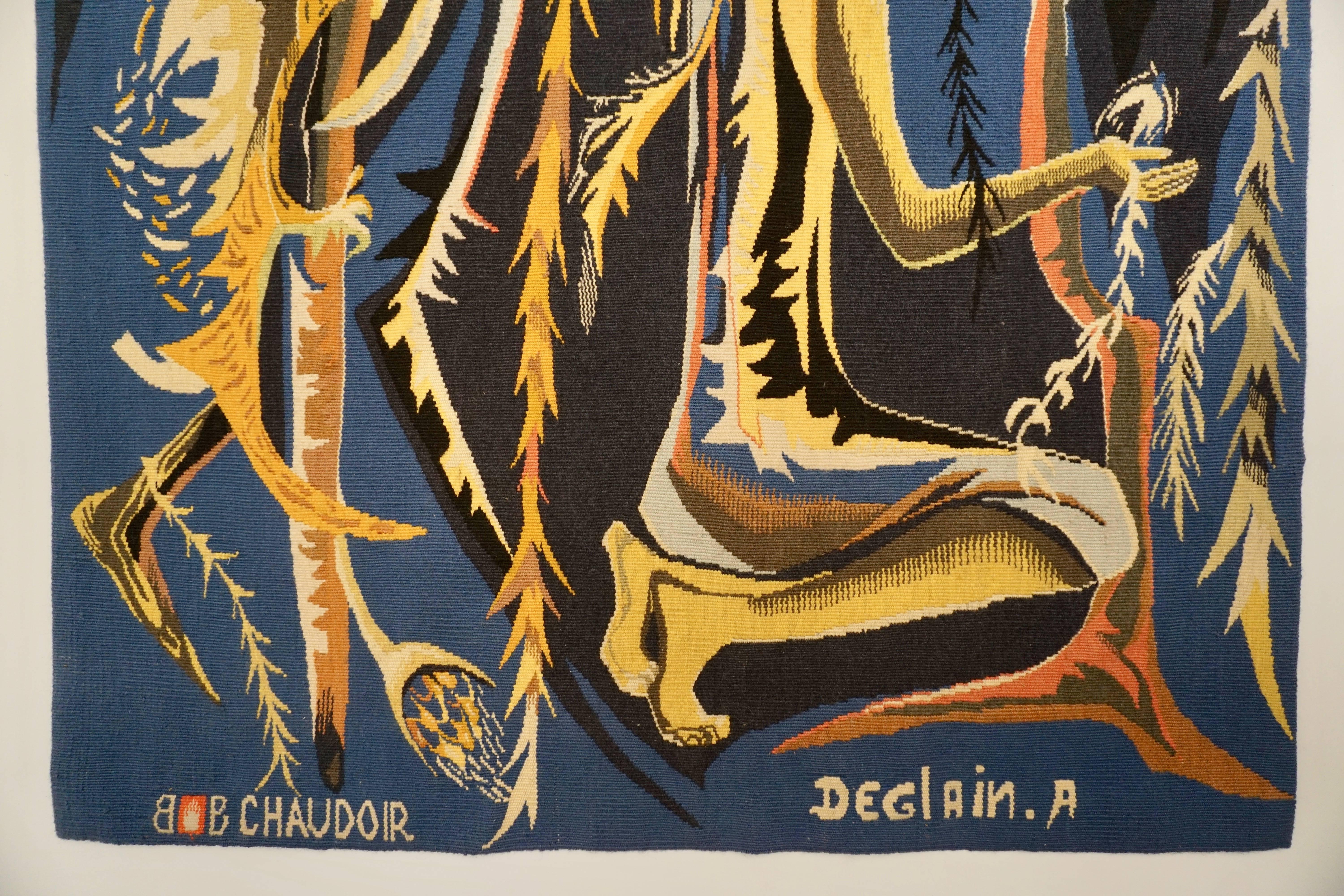 French Wool Tapestry by A Deglain, BB Chaudoir