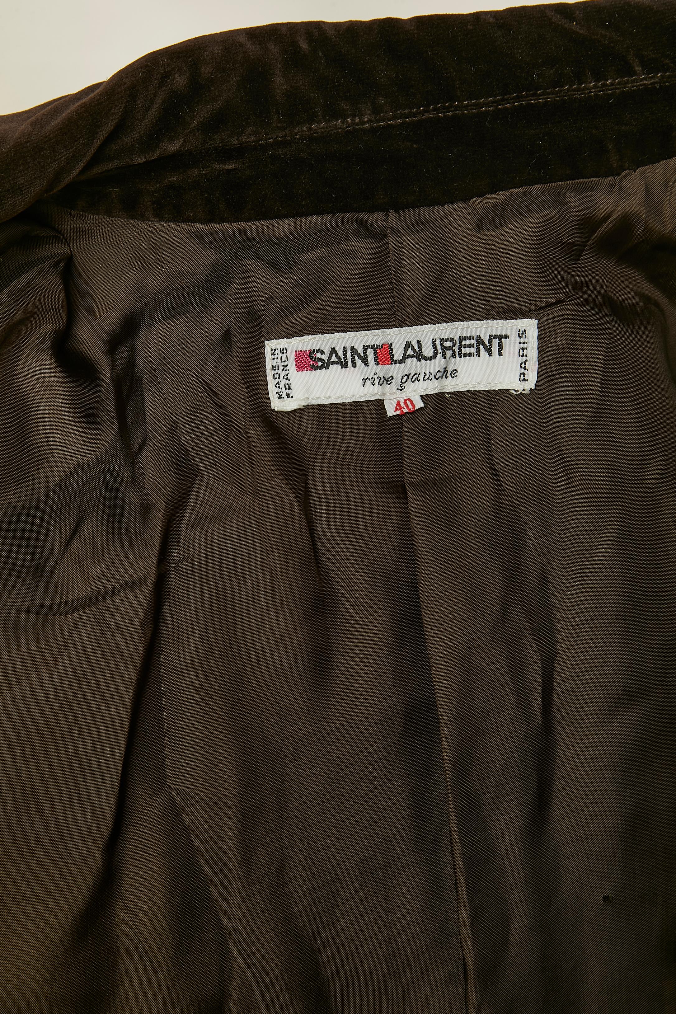 Gonna in lana, tartan e velluto - abito Saint Laurent RIVE GAUCHE in vendita 6