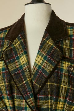 Wool Tartan and velvet skirt - suit SAINT LAURENT RIVE GAUCHE