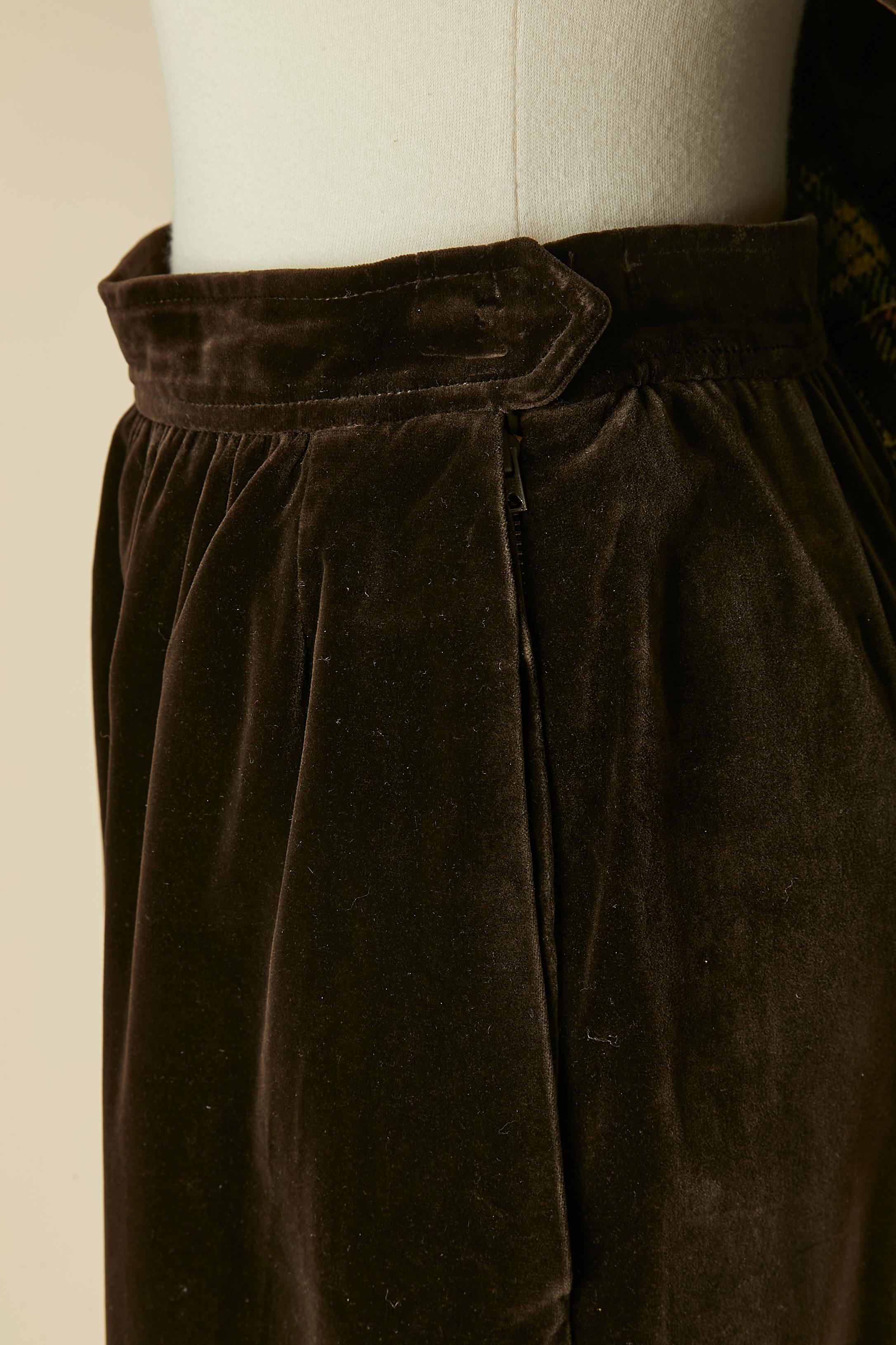 Gonna in lana, tartan e velluto - abito Saint Laurent RIVE GAUCHE in vendita 4