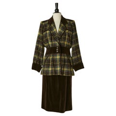 Gonna in lana, tartan e velluto - abito Saint Laurent RIVE GAUCHE