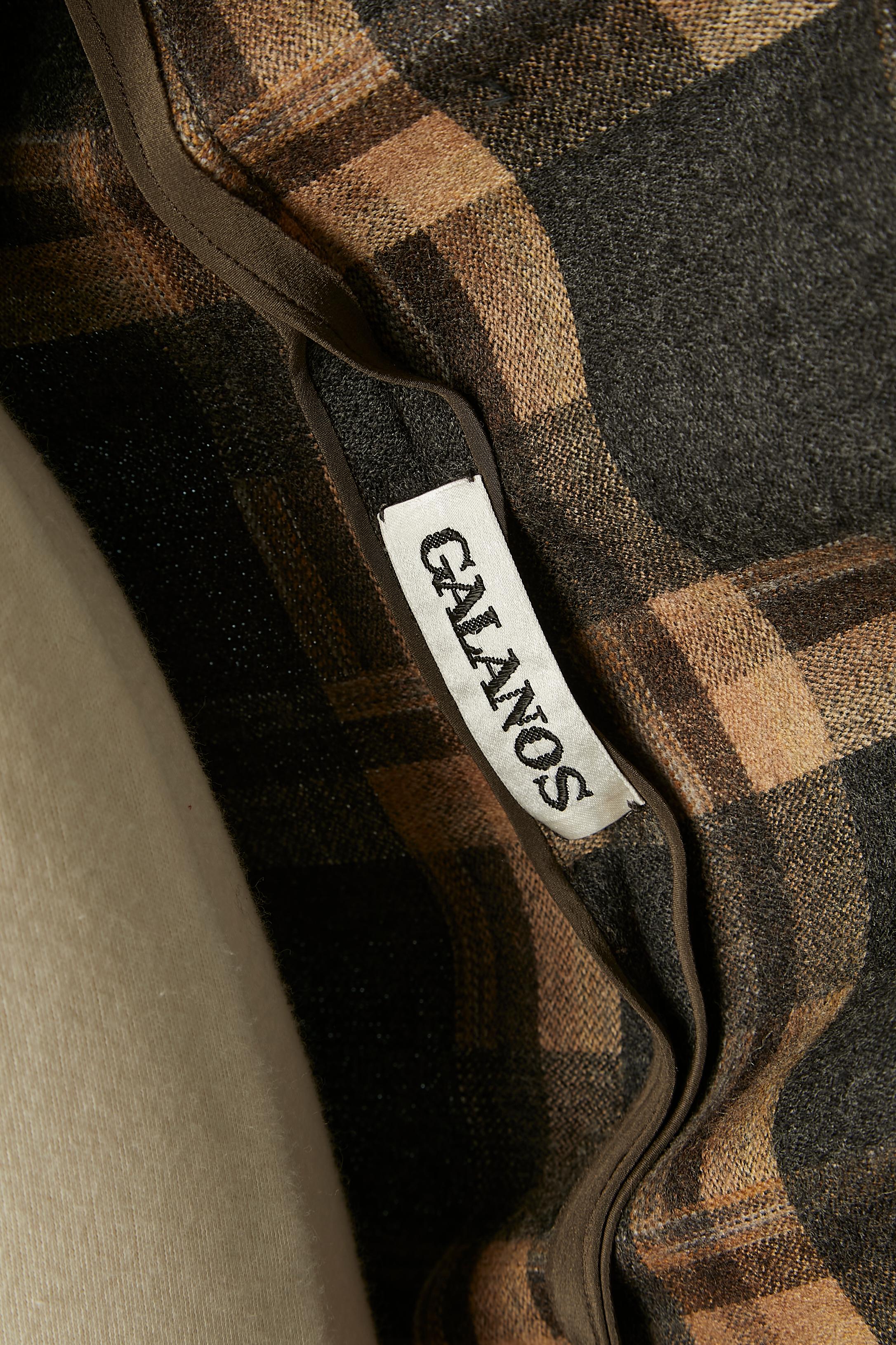 Schottenkaro-Mantel aus Wolle  Mit Ledergürtel GALANOS für Neiman Marcus  im Angebot 2