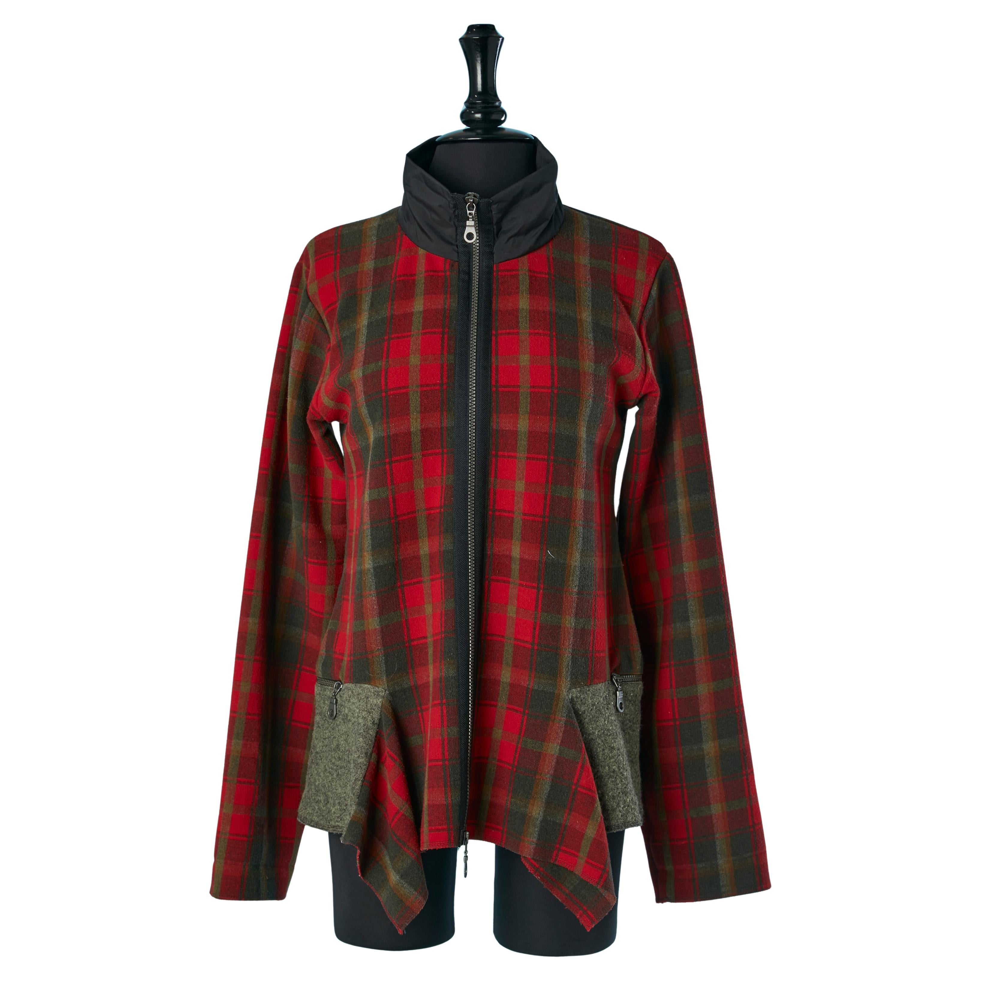 Wool Tartan jacket with black nylon collar Le Jean MARITHÉ & FRANÇOIS GIRBAUD