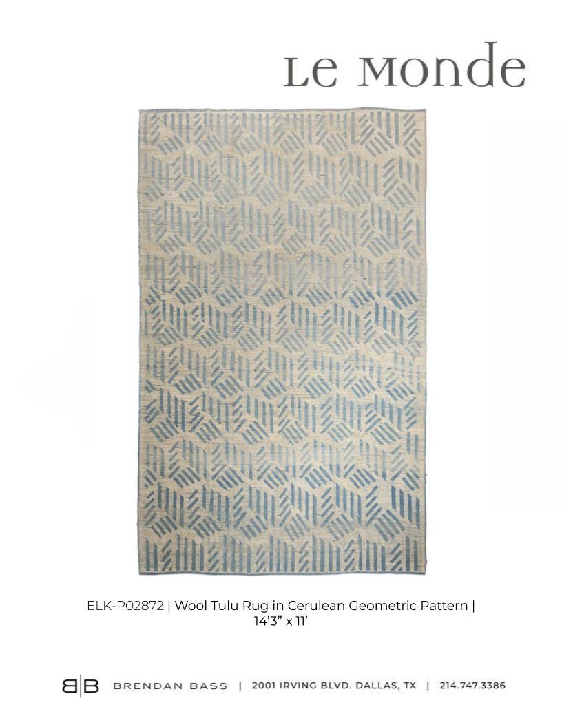 Tulu-Teppich aus Wolle mit geometrischem Cerulean-Muster im Angebot 3