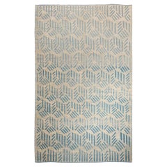 Wool Tulu Rug in Cerulean Geometric Pattern