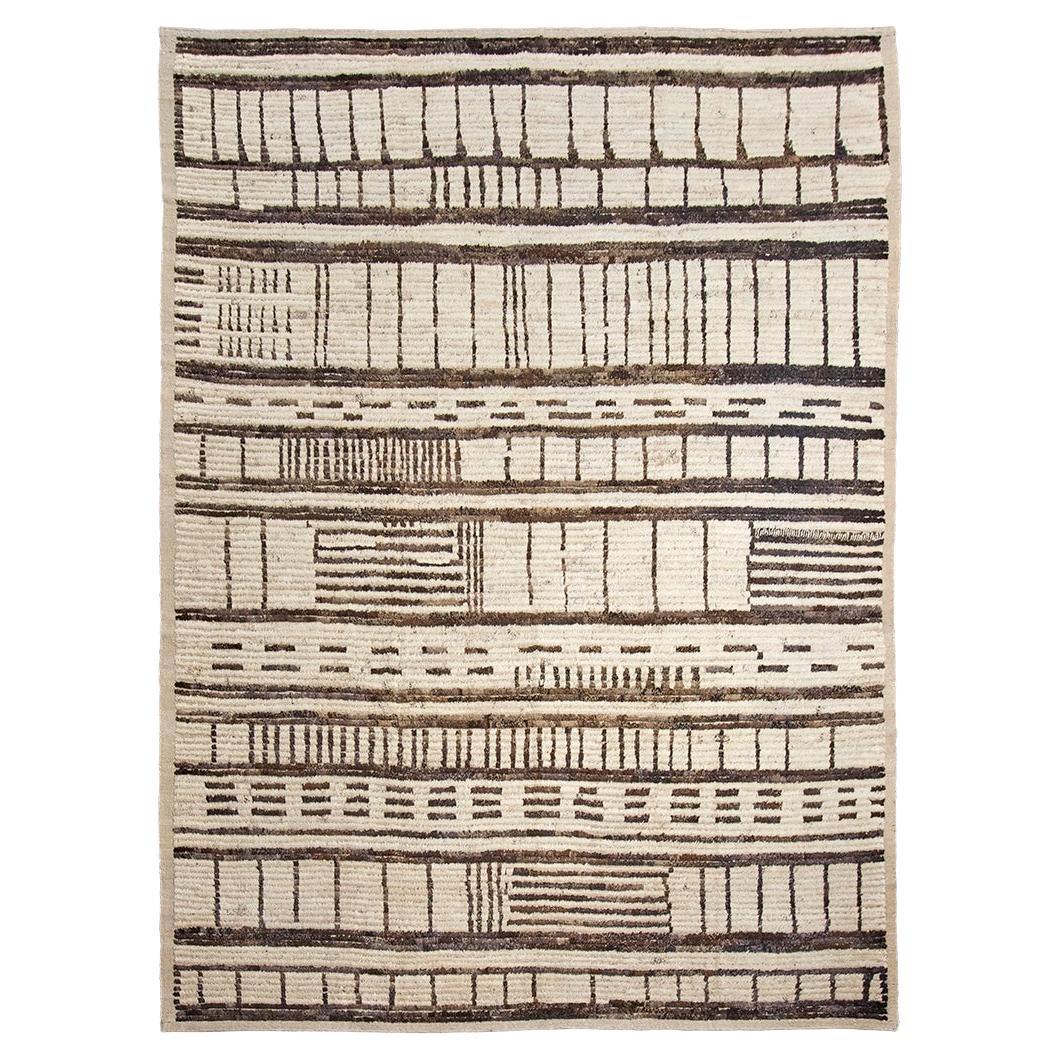 Wool Tulu Rug in Espresso Geometric Pattern