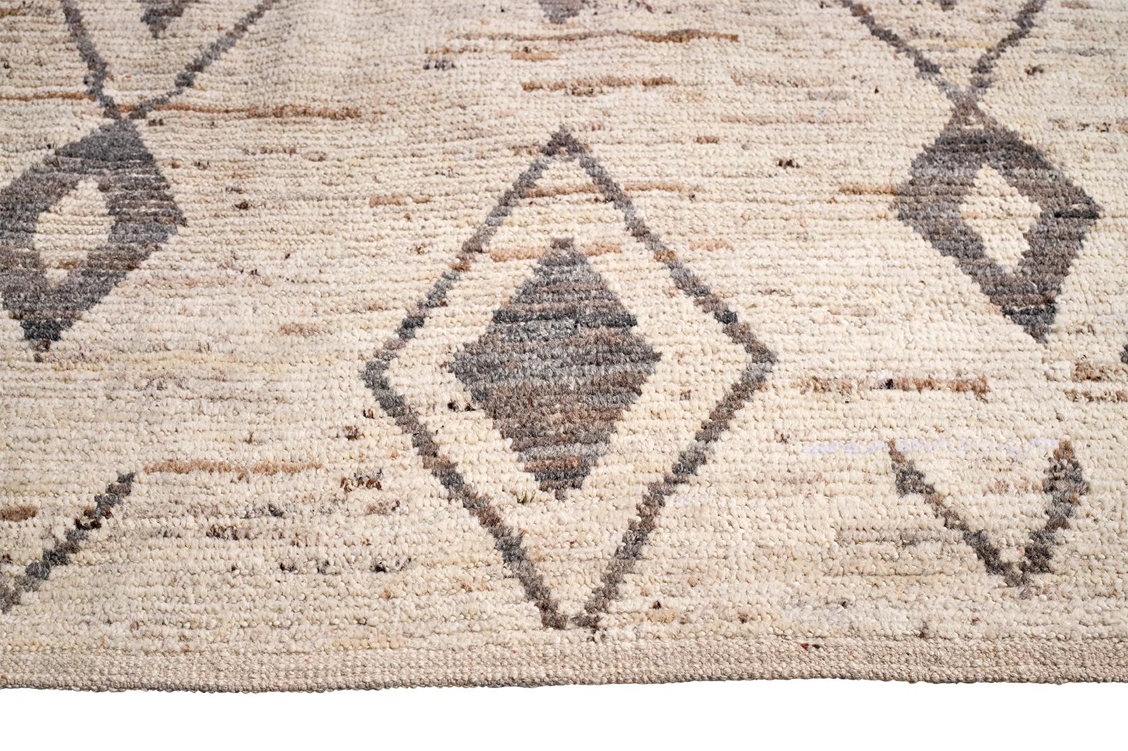 Tulu-Teppich aus Wolle mit grauem Rautenmuster im Angebot 1
