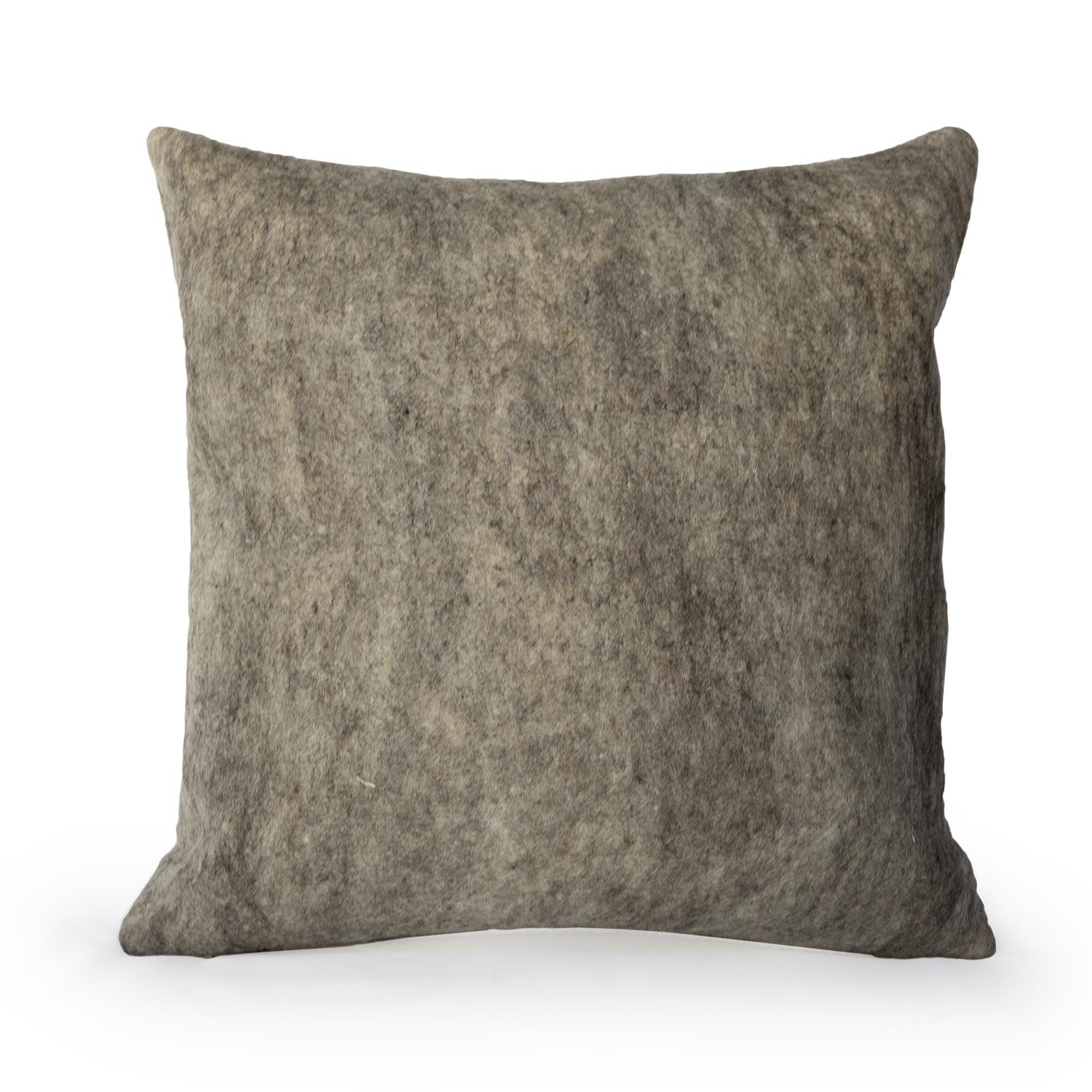 Organic Modern Wool Wensleydale Throw Pillow, Gray, Heritage Sheep Collection For Sale