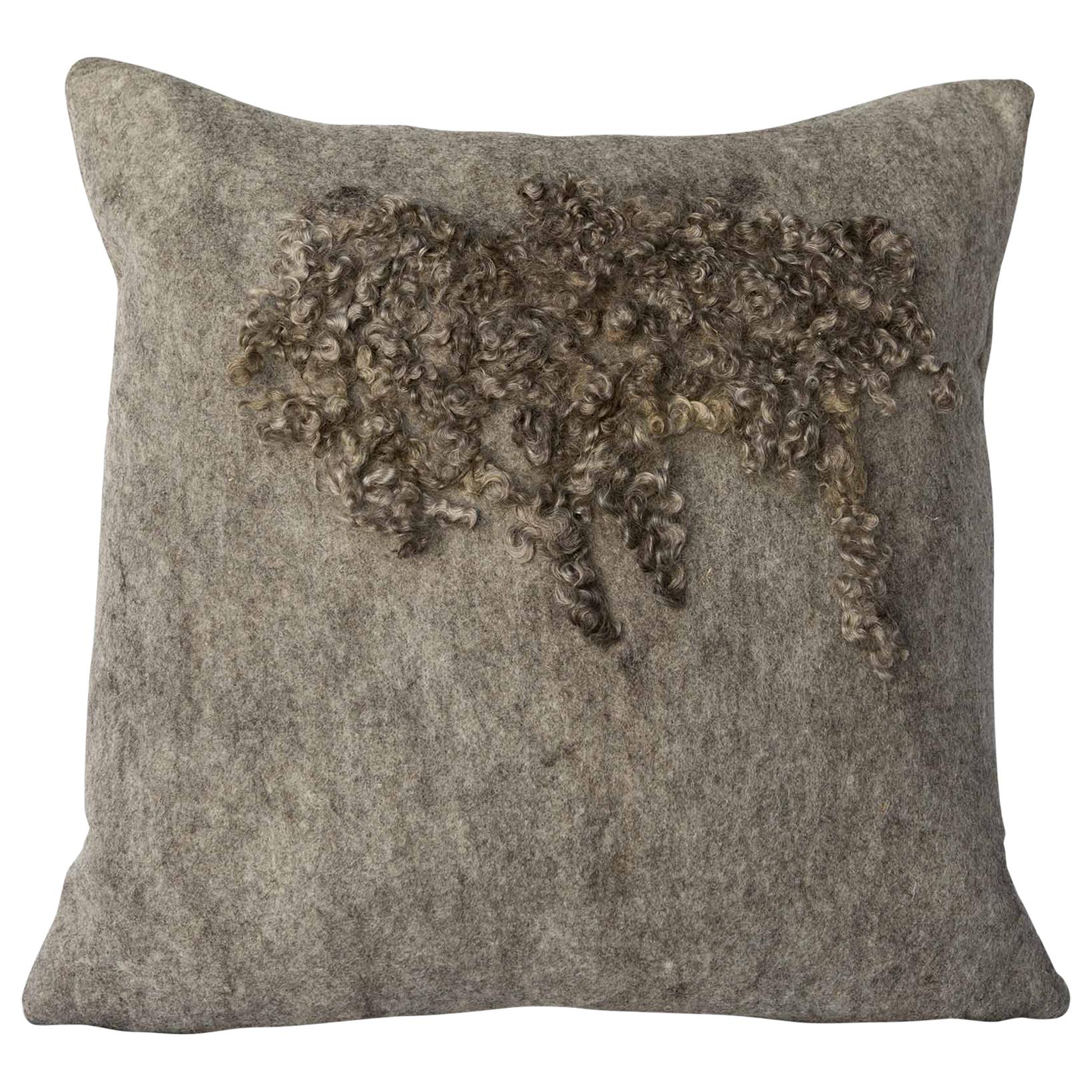 Wool Wensleydale Throw Pillow, Gray, Heritage Sheep Collection For Sale