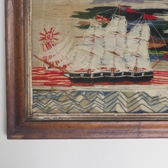 Wool Work Sailing Ship of a British Sloop Circa 1860