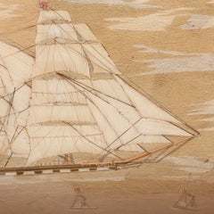 Wool Work 'Woolie' Needlepoint Embroidery of the British Ship Amelia