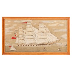 Wool Work 'Woolie' Needlepoint Embroidery of the British Ship Amelia