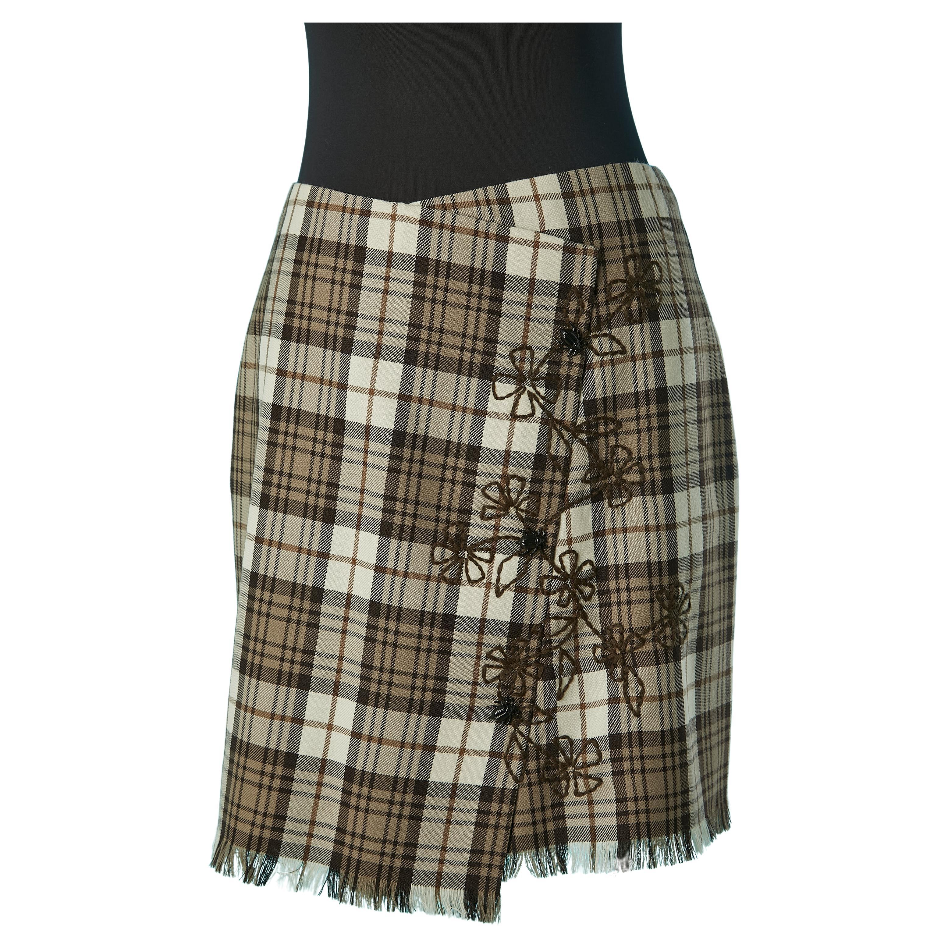 Wool wrap skirt with tartan pattern Moschino Cheap& Chic  For Sale